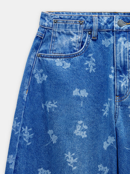Floral-Print Balloon Jeans