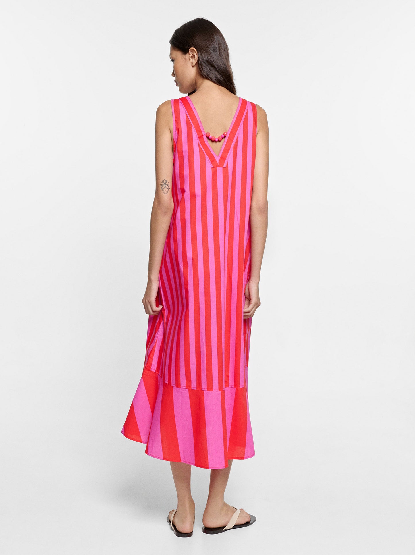 Dress With Contrast Stripes In 100% Cotton