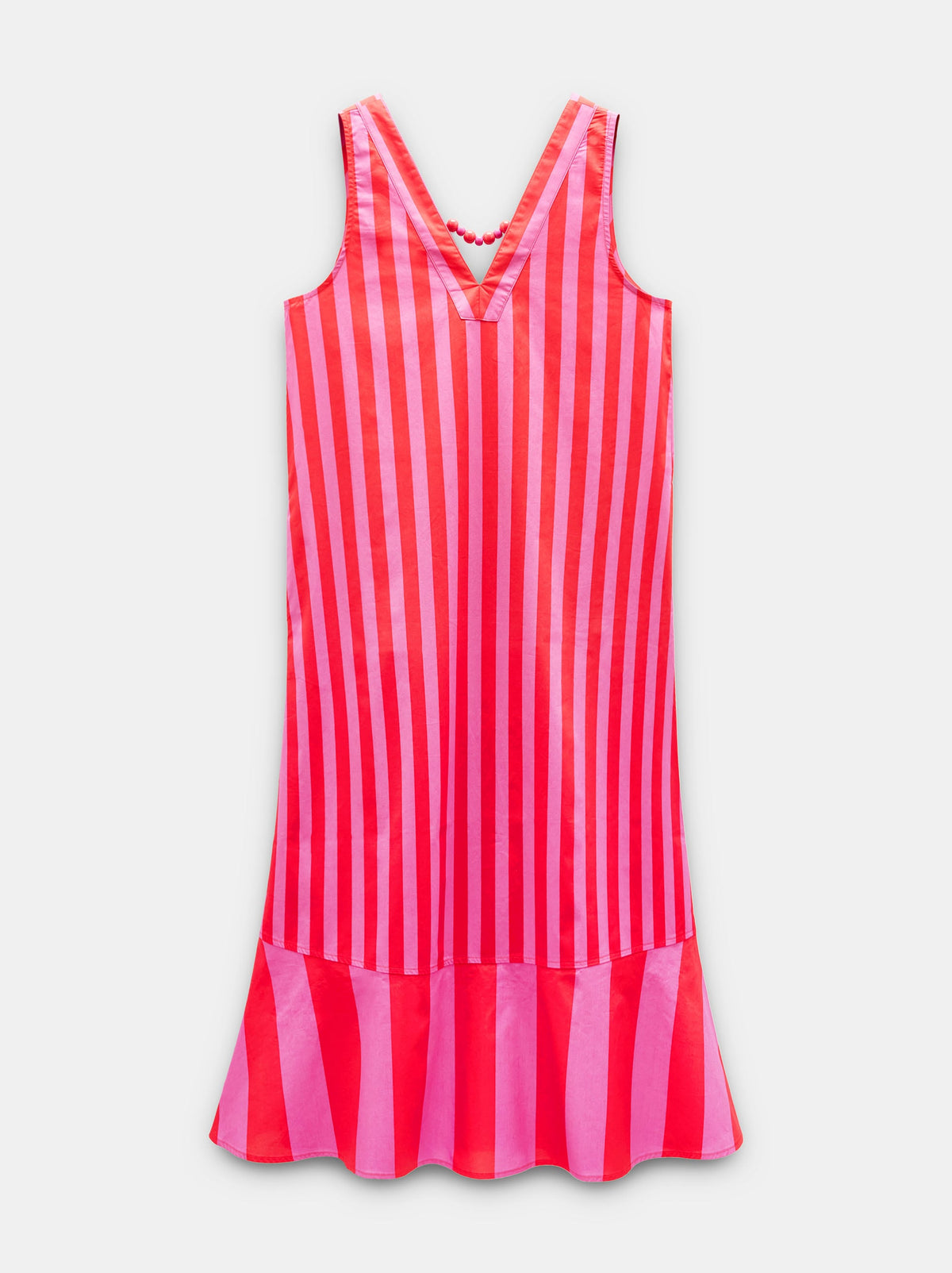 Dress With Contrast Stripes In 100% Cotton