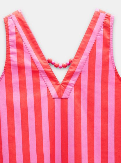 Dress With Contrast Stripes In 100% Cotton
