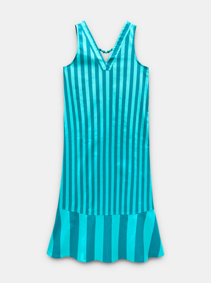 Dress With Contrast Stripes In 100% Cotton