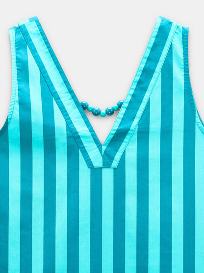 Dress With Contrast Stripes In 100% Cotton
