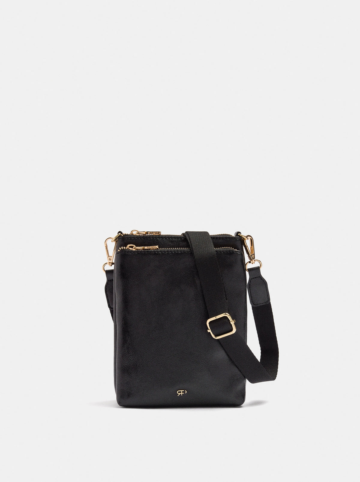 Double Crossbody Bag With Cracked Effect