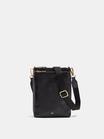 Double Crossbody Bag With Cracked Effect
