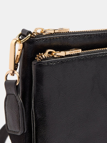 Double Crossbody Bag With Cracked Effect
