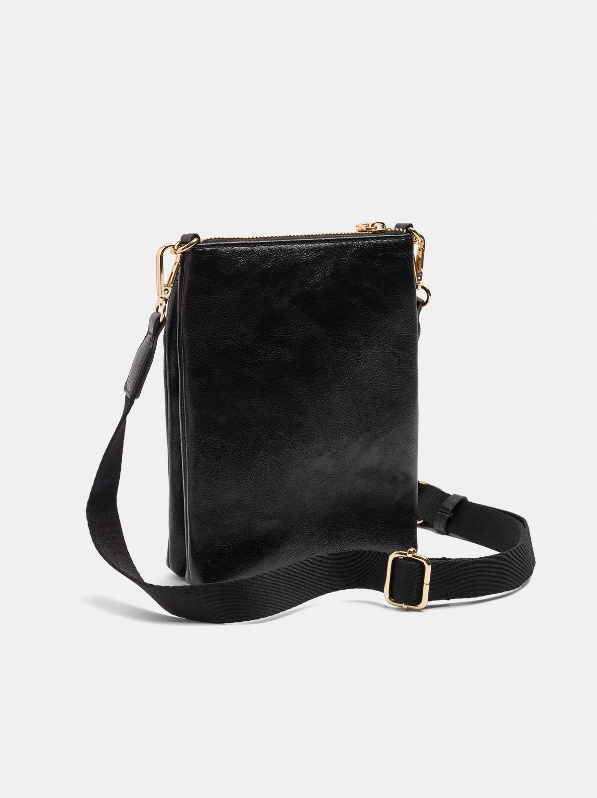 Double Crossbody Bag With Cracked Effect