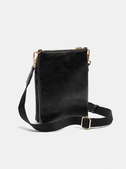 Double Crossbody Bag With Cracked Effect