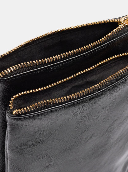 Double Crossbody Bag With Cracked Effect