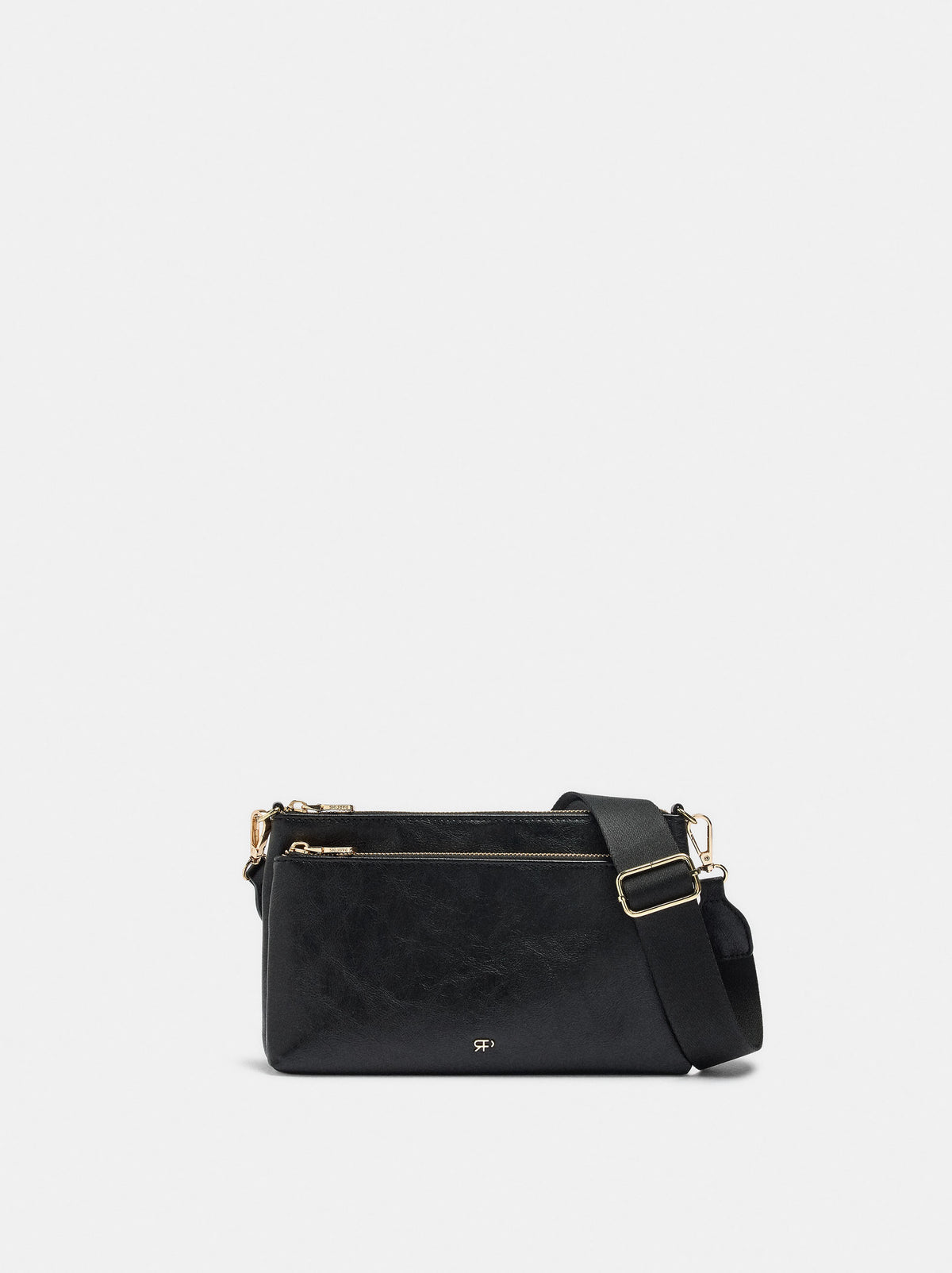 Double Crossbody Bag With Cracked Effect