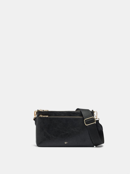 Double Crossbody Bag With Cracked Effect