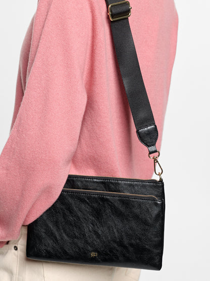 Double Crossbody Bag With Cracked Effect
