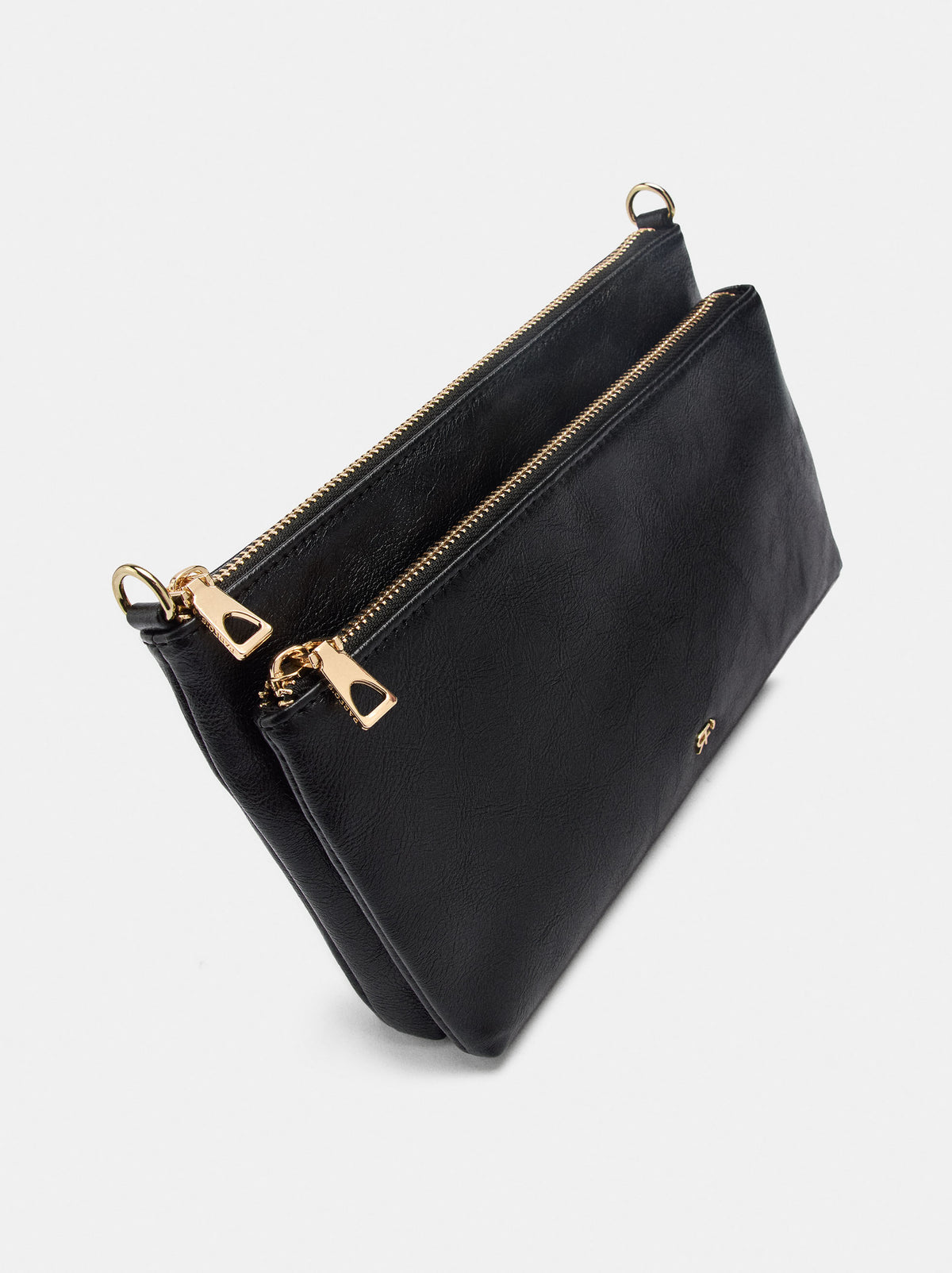 Double Crossbody Bag With Cracked Effect