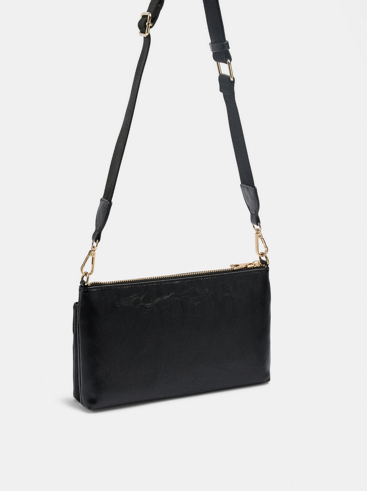 Double Crossbody Bag With Cracked Effect