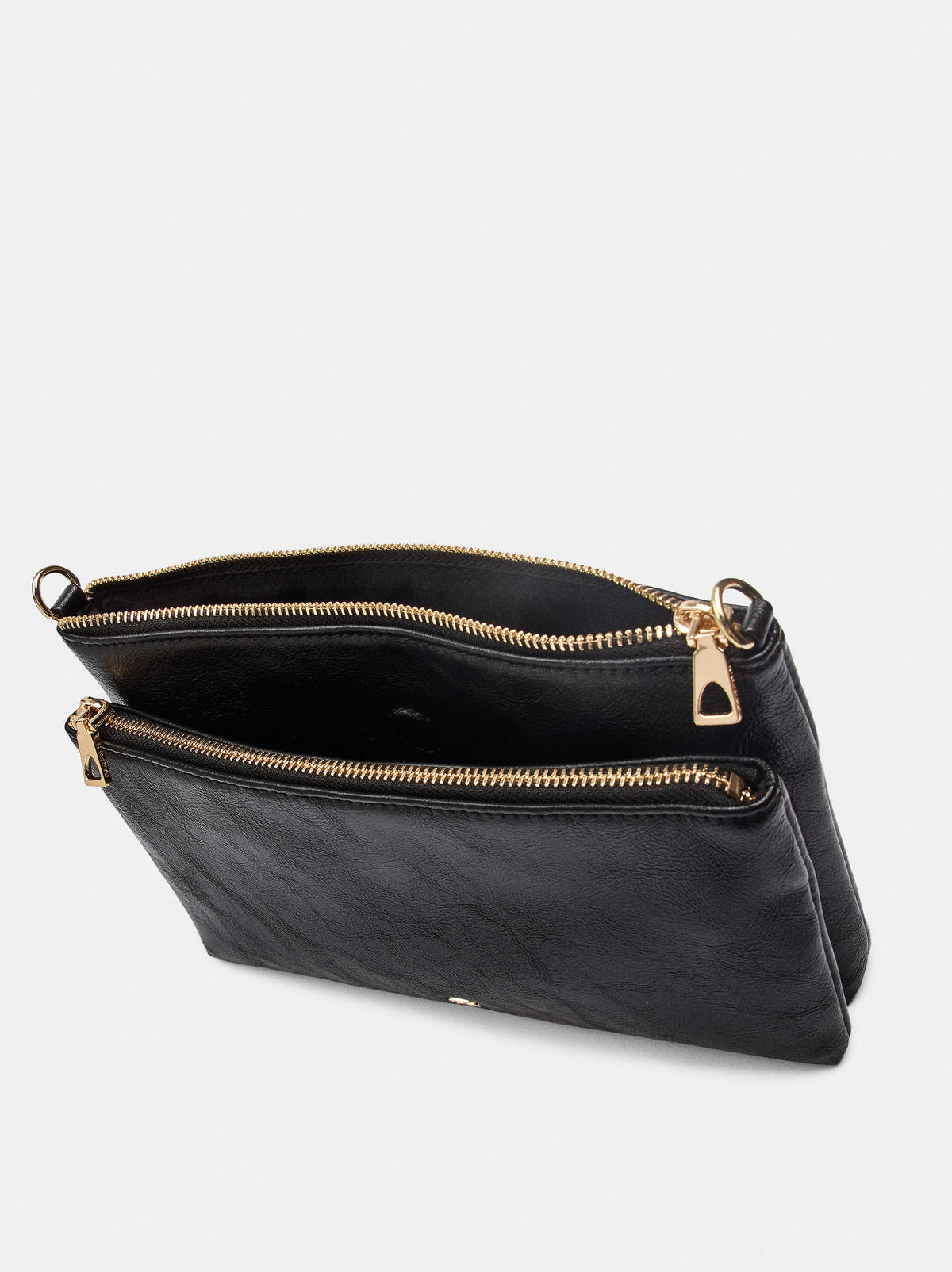 Double Crossbody Bag With Cracked Effect