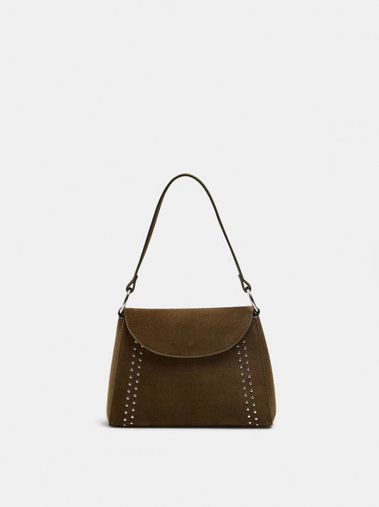 Leather-Effect Tote Bag With Flap And Studs