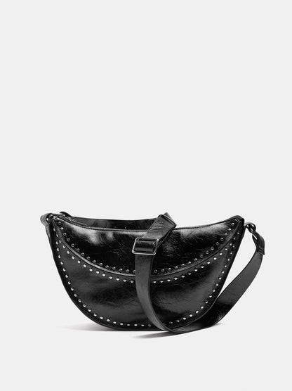Half-Moon Shoulder Bag With Studs