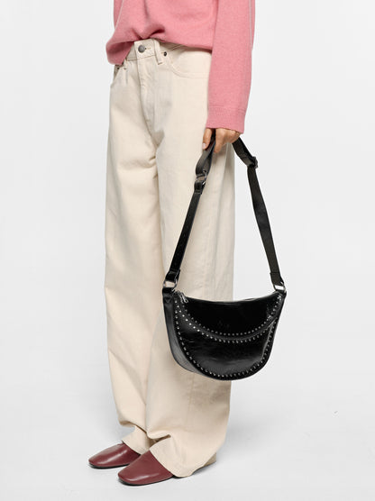 Half-Moon Shoulder Bag With Studs