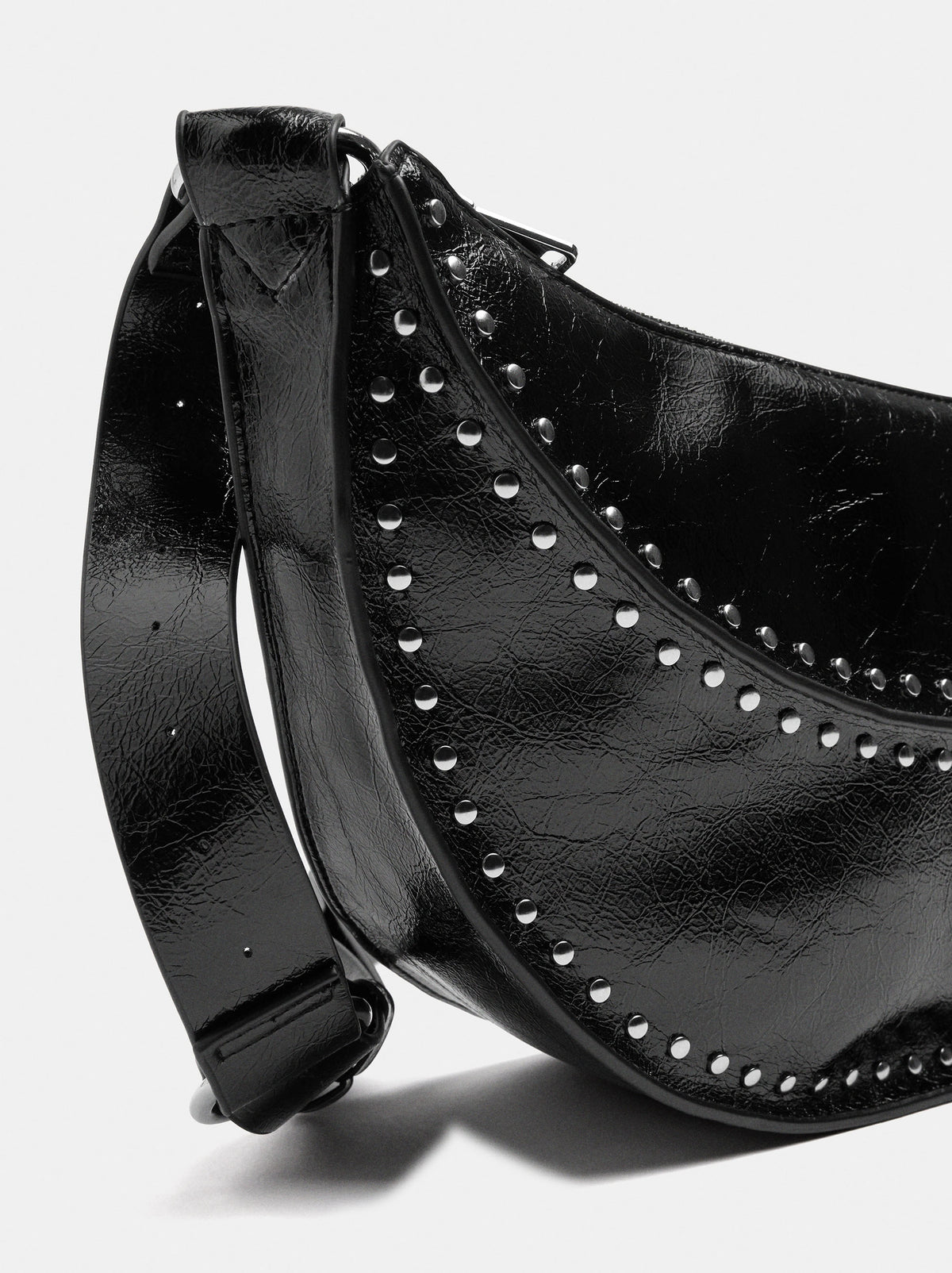 Half-Moon Shoulder Bag With Studs