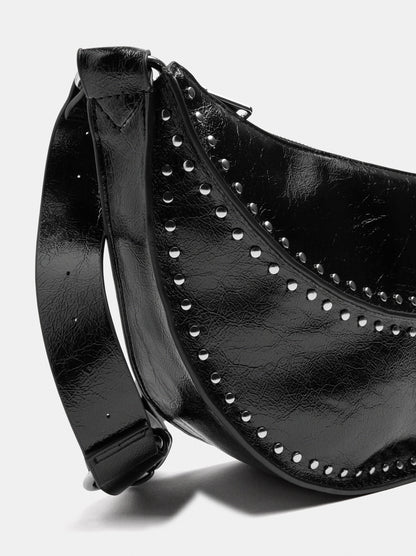 Half-Moon Shoulder Bag With Studs