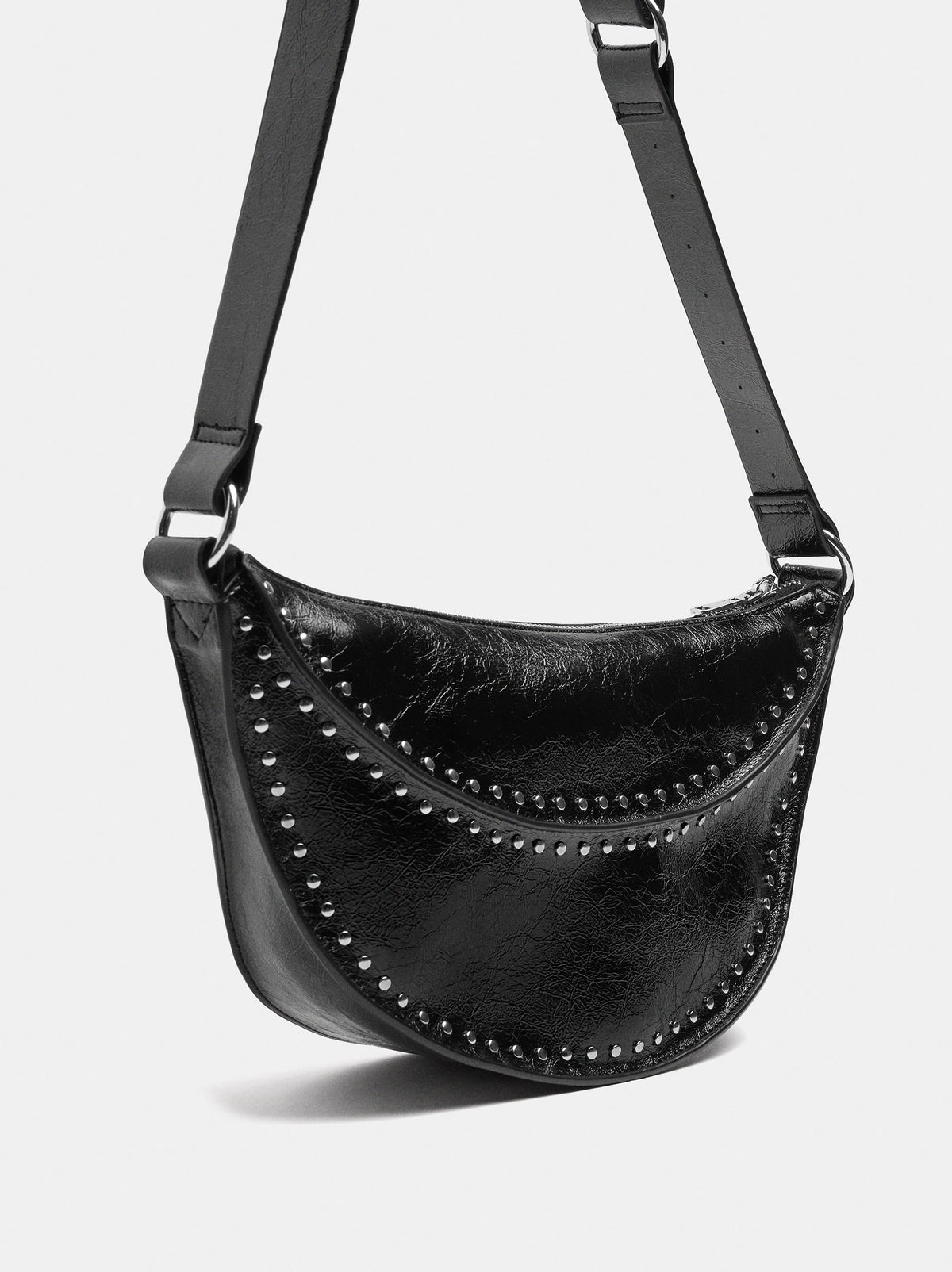 Half-Moon Shoulder Bag With Studs