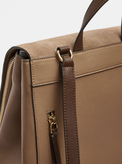 Leather Backpack With Flap For A 14" Laptop