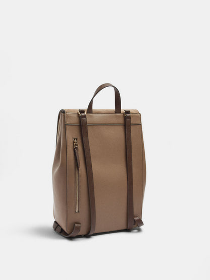 Leather Backpack With Flap For A 14" Laptop