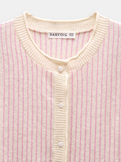 Striped Linen-Blend Cardigan