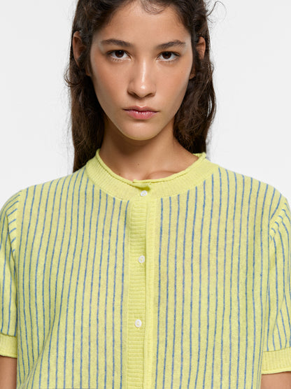 Striped Linen-Blend Cardigan