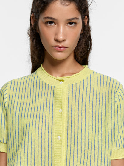 Striped Linen-Blend Cardigan