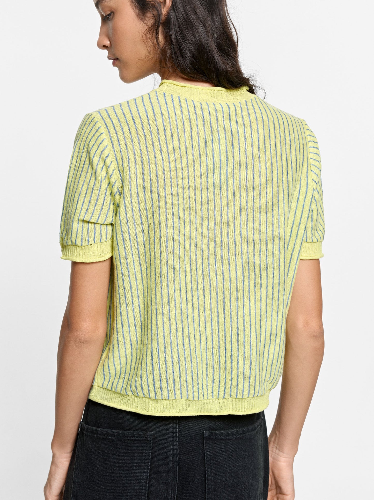 Striped Linen-Blend Cardigan