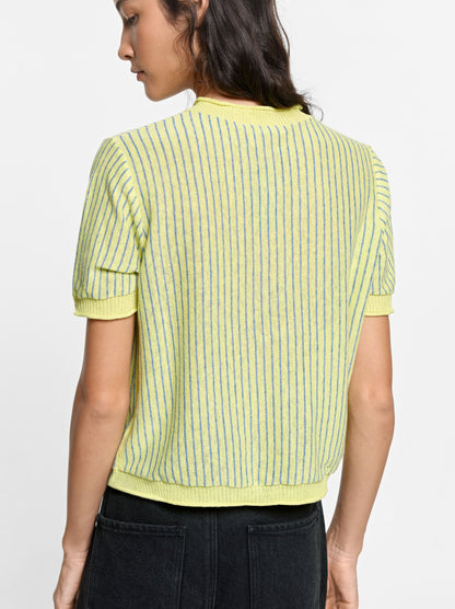 Striped Linen-Blend Cardigan