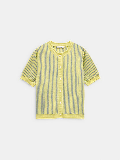 Striped Linen-Blend Cardigan