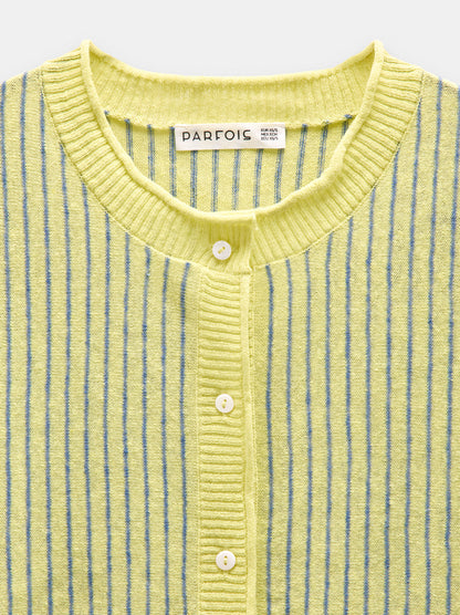 Striped Linen-Blend Cardigan