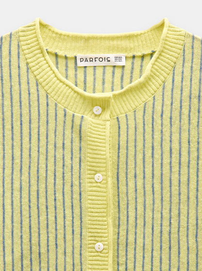 Striped Linen-Blend Cardigan