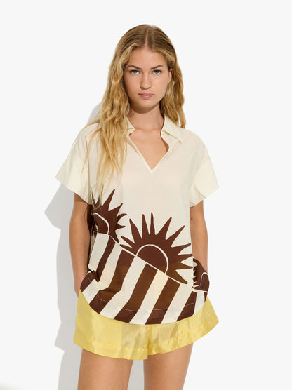 Blouse With Printed Suns 100% Cotton