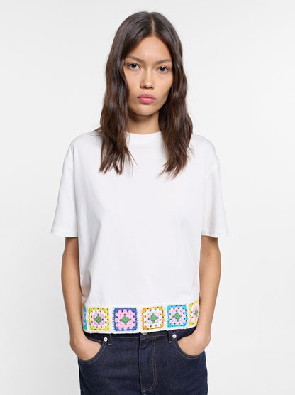 100% Cotton T-Shirt With Crochet