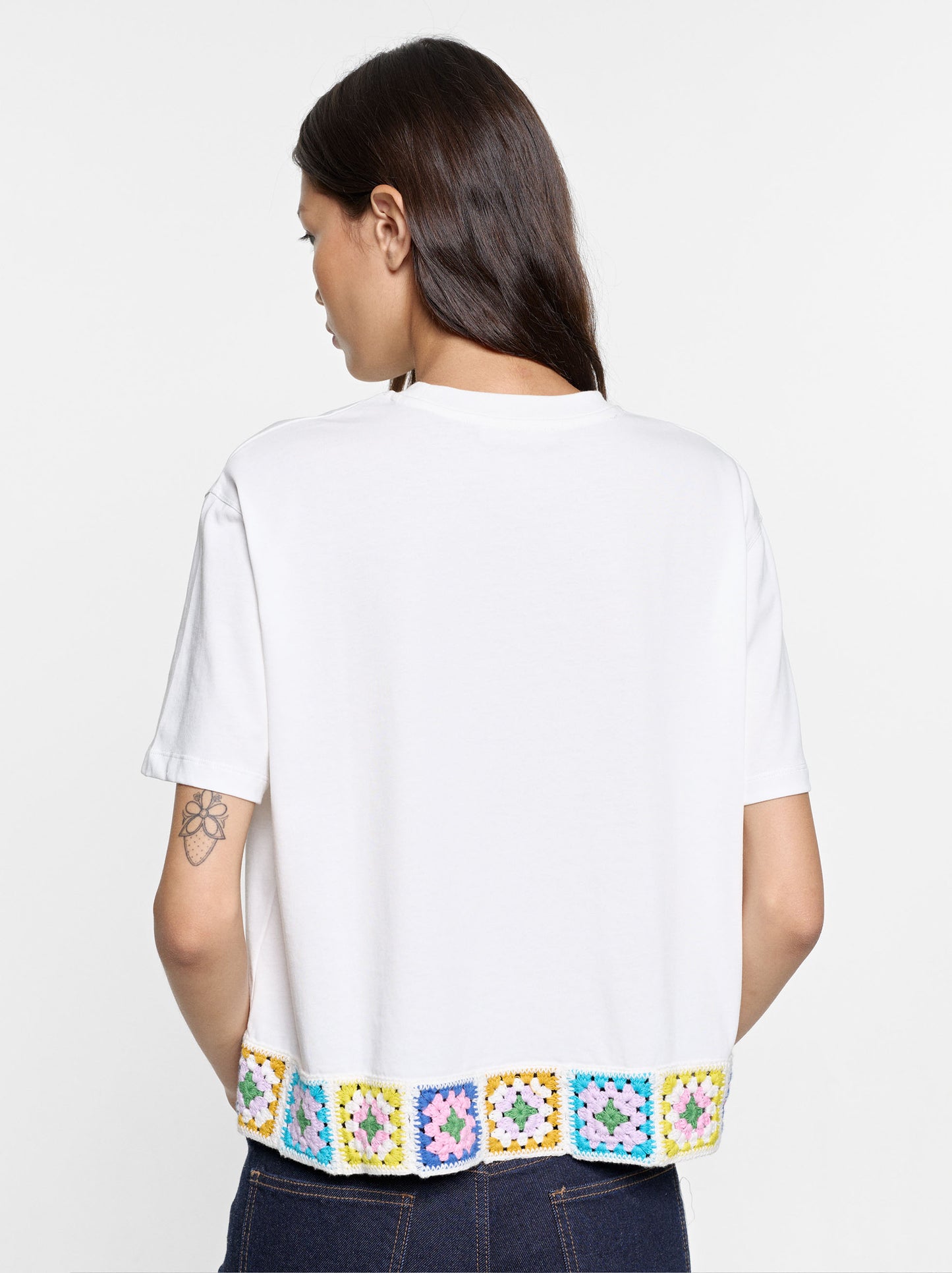 100% Cotton T-Shirt With Crochet