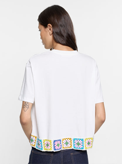 100% Cotton T-Shirt With Crochet