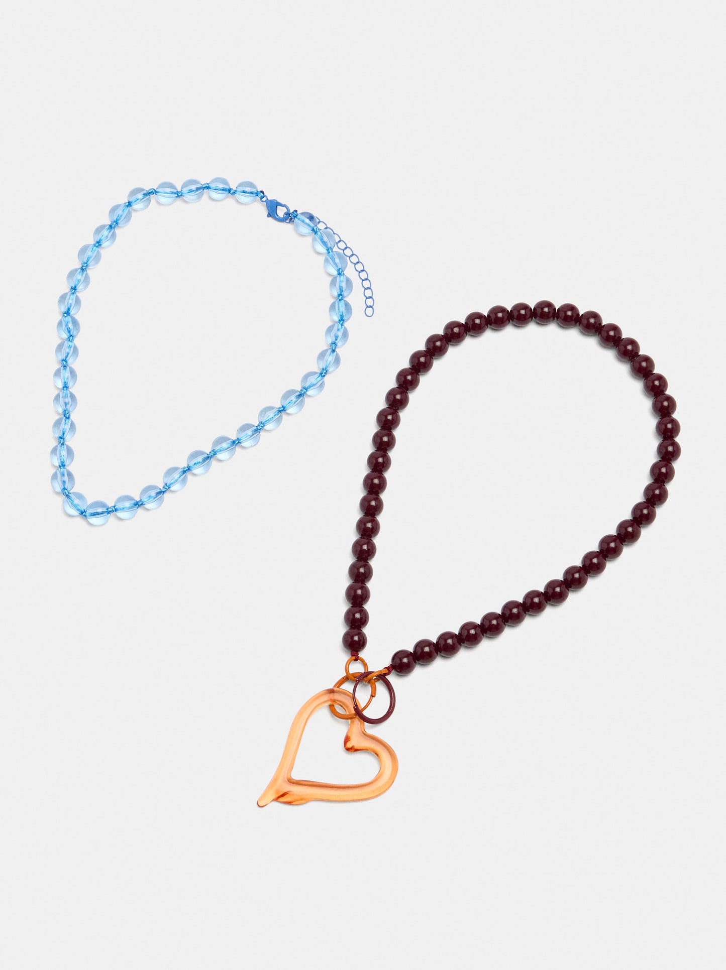 Set Of Beaded Necklaces With Heart Pendant
