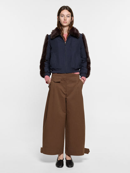 Barrel-Leg Trousers With Pleats 100% Cotton