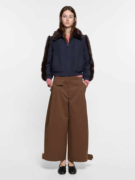 Barrel-Leg Trousers With Pleats 100% Cotton