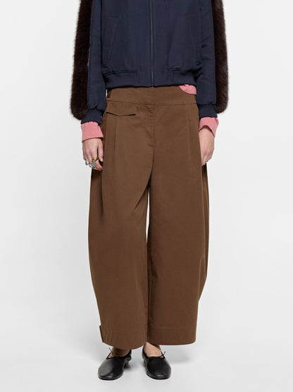 Barrel-Leg Trousers With Pleats 100% Cotton