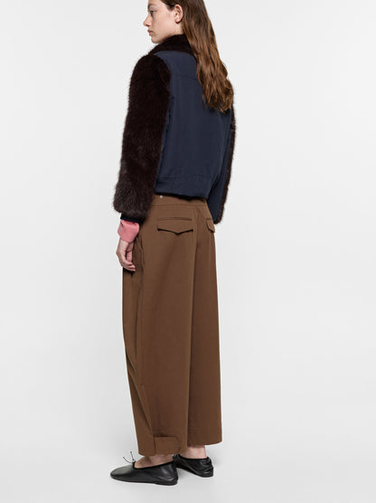 Barrel-Leg Trousers With Pleats 100% Cotton