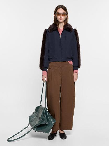 Barrel-Leg Trousers With Pleats 100% Cotton