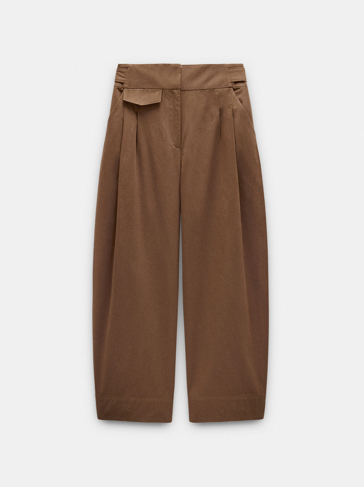 Barrel-Leg Trousers With Pleats 100% Cotton