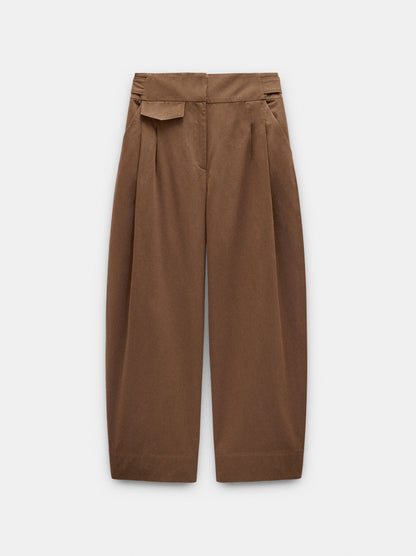 Barrel-Leg Trousers With Pleats 100% Cotton