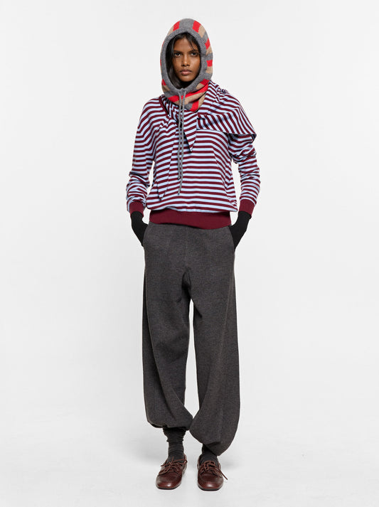 Striped Knit Sweater With Shawl