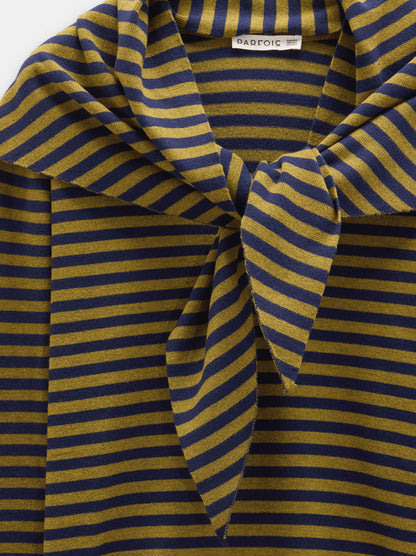 Striped Knit Sweater With Shawl