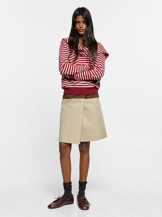 Striped Knit Sweater With Shawl Collar