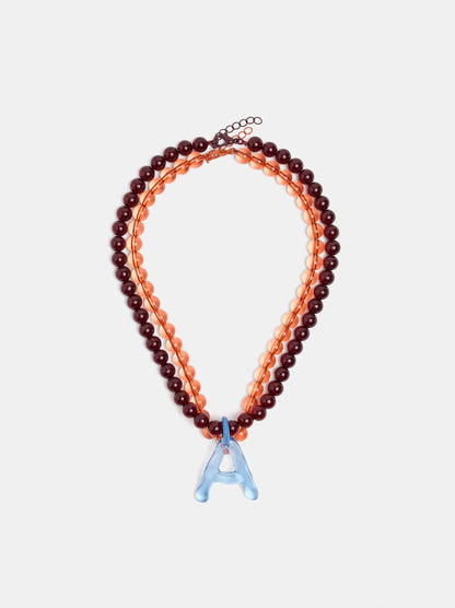 Set Of Beaded Necklaces With A Letter A Pendant